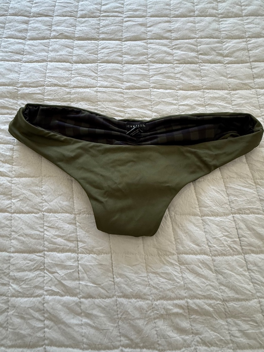 Fenntessa Green Checkered Reversible Bikini Bottom (Size XS)